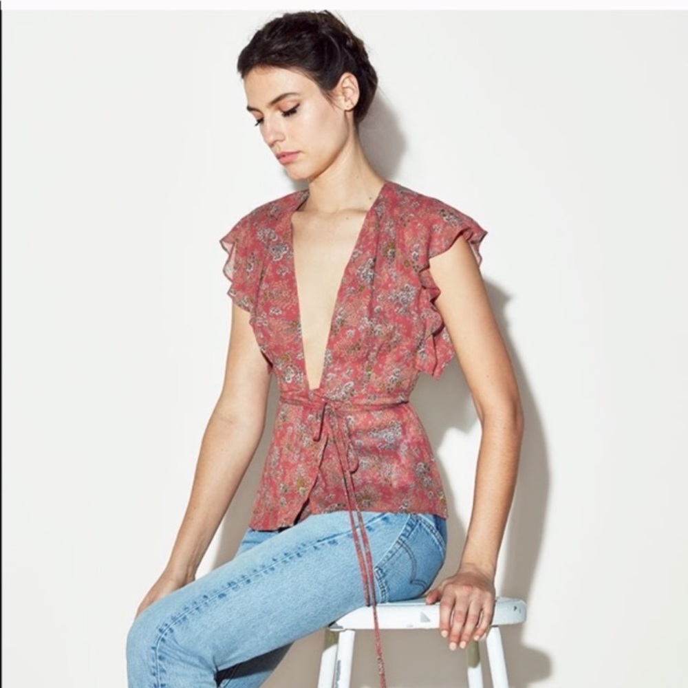 Floral/roses Reformation Andorra Revolve wrap top